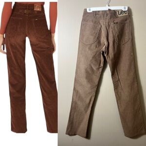 Vintage Lee Brown Corduroy Pants Y2K 90s Retro Straight Leg Size 31x32 Grunge